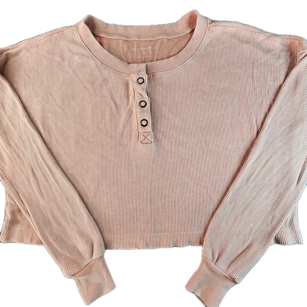 Aeropostale Cropped Thermal Henley XS Pink Y2K‎